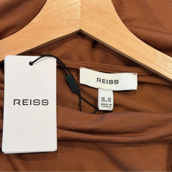 Reiss Kyra Cape Sleeve Jersey Dress Brown Size 10 - Picture 7 of 8